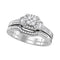 10k White Gold Women's Round Diamond Cluster Wedding Ring Set - FREE Shipping (US/CA)-Gold & Diamond Wedding Ring Sets-5.5-JadeMoghul Inc.