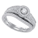 10k White Gold Women's Round Diamond Halo Wedding Ring Set - FREE Shipping (US/CA)-Gold & Diamond Wedding Ring Sets-10-JadeMoghul Inc.