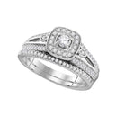 10k White Gold Women's Round Diamond Halo Wedding Ring Set - FREE Shipping (US/CA)-Gold & Diamond Wedding Ring Sets-6-JadeMoghul Inc.