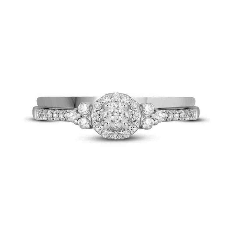 10k White Gold Women's Round Diamond Slender Wedding Ring Set - FREE Shipping (US/CA)-Gold & Diamond Wedding Ring Sets-10.5-JadeMoghul Inc.