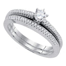 10k White Gold Women's Round Diamond Solitaire Bridal Ring Set - FREE Shipping (US/CA)-Gold & Diamond Wedding Ring Sets-6-JadeMoghul Inc.