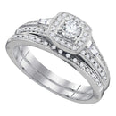 10k White Gold Women's Round Diamond Wedding Ring Set - FREE Shipping (US/CA)-Gold & Diamond Wedding Ring Sets-5-JadeMoghul Inc.