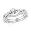 10k White Gold Women's Round Diamond Wedding Ring Set - FREE Shipping (US/CA)-Gold & Diamond Wedding Ring Sets-5-JadeMoghul Inc.