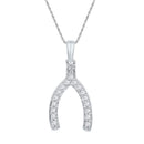 10k White Gold Women's Round Diamond Wishbone Pendant - FREE Shipping (US/CA)-Gold & Diamond Pendants & Necklaces-JadeMoghul Inc.