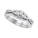 10k White Gold Women's Slender Princess Diamond Wedding Ring Set - FREE Shipping (US/CA)-Gold & Diamond Wedding Ring Sets-6.5-JadeMoghul Inc.