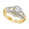 10k Yellow Gold Women's Diamond Cluster Bridal or Engagement Ring Band Set 1/2 Cttw-Gold & Diamond Wedding Jewelry-JadeMoghul Inc.