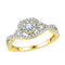 10k Yellow Gold Women's Diamond Halo Bridal or Engagement Ring 1/3 Cttw-Gold & Diamond Wedding Jewelry-JadeMoghul Inc.