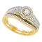 10k Yellow Gold Women's Diamond Halo Bridal or Engagement Ring Band Set 3/8 Cttw-Gold & Diamond Wedding Jewelry-JadeMoghul Inc.