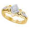 10k Yellow Gold Women's Princess Diamond Bridal or Engagement Ring Band Set 1/4 Cttw-Gold & Diamond Wedding Jewelry-JadeMoghul Inc.