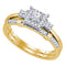 10k Yellow Gold Women's Princess Diamond Halo Bridal or Engagement Ring Set 1/3 Cttw-Gold & Diamond Wedding Jewelry-JadeMoghul Inc.