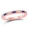 10kt Rose Gold Women's Blue Sapphire Diamond Milgrain Stackable Band Ring 1/4 Cttw-Gold & Diamond Rings-JadeMoghul Inc.