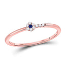 10kt Rose Gold Women's Blue Sapphire Diamond Stackable Band Ring 1/12 Cttw-Gold & Diamond Rings-JadeMoghul Inc.