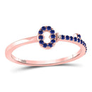 10kt Rose Gold Women's Blue Sapphire Key Stackable Band Ring 1/5 Cttw-Gold & Diamond Rings-JadeMoghul Inc.