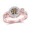 10kt Rose Gold Women's Brown Color Enhanced Diamond Cluster Ring 1/4 Cttw-Gold & Diamond Rings-JadeMoghul Inc.