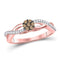 10kt Rose Gold Women's Brown Color Enhanced Diamond Cluster Twist Ring 1/6 Cttw-Gold & Diamond Rings-JadeMoghul Inc.