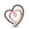 10kt Rose Gold Women's Brown Color Enhanced Diamond Double Nested Heart Pendant 1/8 Cttw-Gold & Diamond Pendants & Necklaces-JadeMoghul Inc.