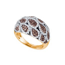 10kt Rose Gold Women's Brown Color Enhanced Diamond Fashion Ring 1.00 Cttw-Gold & Diamond Rings-JadeMoghul Inc.