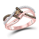 10kt Rose Gold Women's Brown Color Enhanced Diamond Solitaire Ring 1/4 Cttw-Gold & Diamond Rings-JadeMoghul Inc.