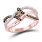 10kt Rose Gold Women's Brown Color Enhanced Diamond Solitaire Ring 1/4 Cttw-Gold & Diamond Rings-JadeMoghul Inc.