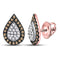 10kt Rose Gold Women's Brown Color Enhanced Diamond Teardrop Cluster Earrings 1/5 Cttw-Gold & Diamond Earrings-JadeMoghul Inc.