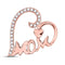 10kt Rose Gold Women's Diamond Mom Mother Heart Pendant 1/8 Cttw-Gold & Diamond Pendants & Necklaces-JadeMoghul Inc.