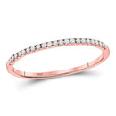 10kt Rose Gold Women's Diamond Slender Single Row Stackable Band Ring 1/8 Cttw-Gold & Diamond Rings-JadeMoghul Inc.