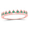 10kt Rose Gold Women's Emerald Chevron Stackable Band Ring 1/10 Cttw-Gold & Diamond Rings-JadeMoghul Inc.