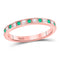 10kt Rose Gold Women's Emerald Diamond Alternating Stackable Band Ring 1/4 Cttw-Gold & Diamond Rings-JadeMoghul Inc.