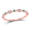 10kt Rose Gold Women's Emerald Diamond Marquise Dot Stackable Band Ring 1/8 Cttw-Gold & Diamond Rings-JadeMoghul Inc.