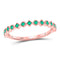 10kt Rose Gold Women's Emerald Dot Stackable Band Ring 1/5 Cttw-Gold & Diamond Rings-JadeMoghul Inc.