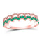 10kt Rose Gold Women's Emerald Scalloped Stackable Band Ring 1/4 Cttw-Gold & Diamond Rings-JadeMoghul Inc.