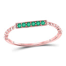 10kt Rose Gold Women's Emerald Stackable Band Ring 1/20 Cttw-Gold & Diamond Rings-JadeMoghul Inc.