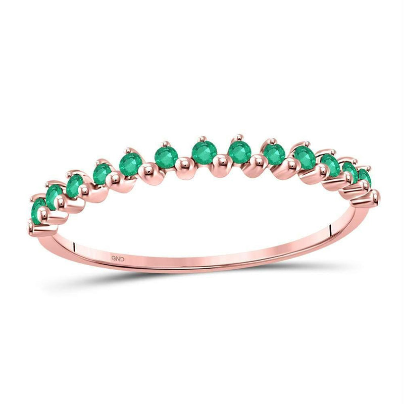 10kt Rose Gold Women's Emerald Stackable Band Ring-Rings And Bands-JadeMoghul Inc.