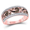 10kt Rose Gold Women's Red Color Enhanced Diamond Curl Band Ring 1/4 Cttw-Gold & Diamond Rings-JadeMoghul Inc.