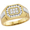 10kt Two-tone Gold Mens Diamond Octagon Ribbed Cluster Ring 1/2 Cttw-Gold & Diamond Men Rings-JadeMoghul Inc.