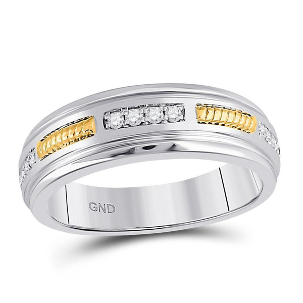 10kt Two-tone Gold Mens Diamond Wedding Band Ring 1/5 Cttw-Gold & Diamond Men Rings-JadeMoghul Inc.