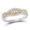 10kt Two-tone Gold Women's Diamond Contoured Band Ring 1/3 Cttw-Gold & Diamond Rings-JadeMoghul Inc.