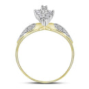 10kt Two-tone Yellow Gold Women's Round Diamond Oval Cluster Love Heart Ring 1/8 Cttw - FREE Shipping (US/CAN)-Rings And Bands-5-JadeMoghul Inc.