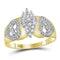 10kt Two-tone Yellow Gold Women's Round Diamond Oval Cluster Love Heart Ring 1/8 Cttw - FREE Shipping (US/CAN)-Rings And Bands-5-JadeMoghul Inc.