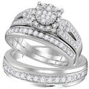 10kt White Gold His & Hers Diamond Bridal Wedding Ring Band Set-Gold & Diamond Wedding Jewelry-5-JadeMoghul Inc.