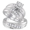 10kt White Gold His & Hers Diamond Cluster Matching Bridal Wedding Ring Band Set 5/8 Cttw-Gold & Diamond Wedding Jewelry-JadeMoghul Inc.