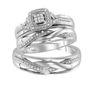 10kt White Gold His & Hers Round Diamond Cluster Matching Bridal Wedding Ring Band Set 1/10 Cttw - FREE Shipping (US/CAN)-Wedding Jewelry-6-JadeMoghul Inc.