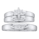 10kt White Gold His & Hers Round Diamond Cluster Matching Bridal Wedding Ring Band Set 1/12 Cttw - FREE Shipping (US/CAN)-Gold & Diamond Trio Sets-5-JadeMoghul Inc.