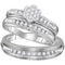 10kt White Gold His & Hers Round Diamond Cluster Matching Bridal Wedding Ring Band Set 1/2 Cttw - FREE Shipping (US/CAN)-Wedding Jewelry-5-JadeMoghul Inc.