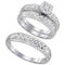 10kt White Gold His & Hers Round Diamond Cluster Matching Bridal Wedding Ring Band Set 1/3 Cttw - FREE Shipping (US/CAN)-Gold & Diamond Trio Sets-5-JadeMoghul Inc.