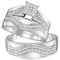 10kt White Gold His & Hers Round Diamond Cluster Matching Bridal Wedding Ring Band Set 3-8 Cttw - FREE Shipping (US/CAN)-Gold & Diamond Trio Sets-JadeMoghul Inc.