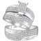 10kt White Gold His & Hers Round Diamond Cluster Matching Bridal Wedding Ring Band Set 3/4 Cttw - FREE Shipping (US/CAN)-Gold & Diamond Trio Sets-5.5-JadeMoghul Inc.