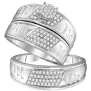 10kt White Gold His & Hers Round Diamond Cluster Matching Bridal Wedding Ring Band Set 3/8 Cttw - FREE Shipping (US/CAN)-Gold & Diamond Trio Sets-6-JadeMoghul Inc.