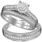 10kt White Gold His & Hers Round Diamond Cluster Matching Bridal Wedding Ring Band Set 3/8 Cttw - FREE Shipping (US/CAN)-Gold & Diamond Trio Sets-6-JadeMoghul Inc.