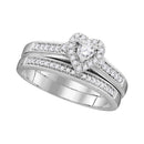 10kt White Gold His & Hers Round Diamond Heart Matching Bridal Wedding Ring Band Set 1/2 Cttw - FREE Shipping (US/CAN)-Wedding Jewelry-5-JadeMoghul Inc.